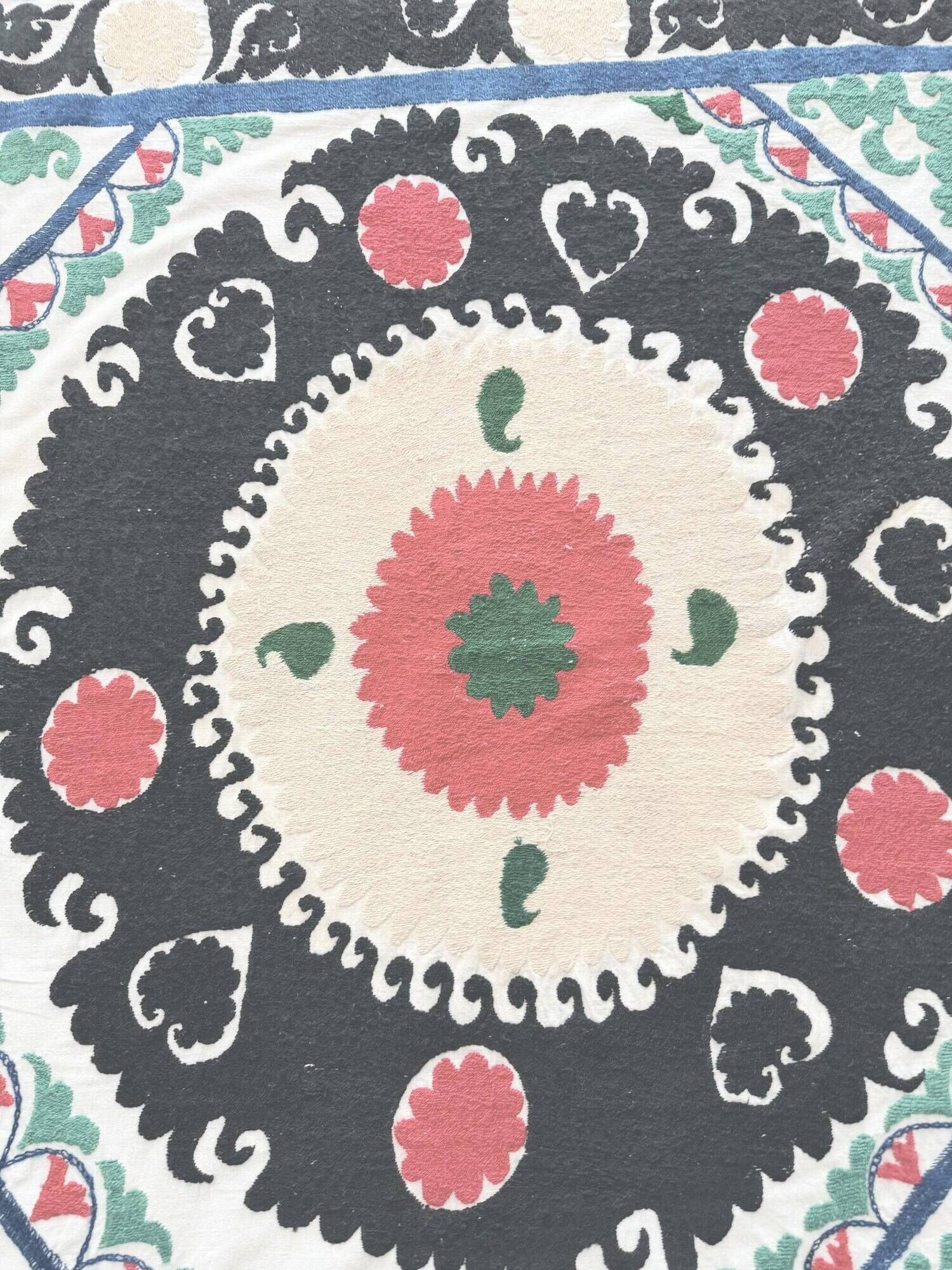 Vintage hand-embroidered tribal tapestry 130x137 cm