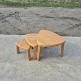 Vintage triangular oak side nesting tables (3)