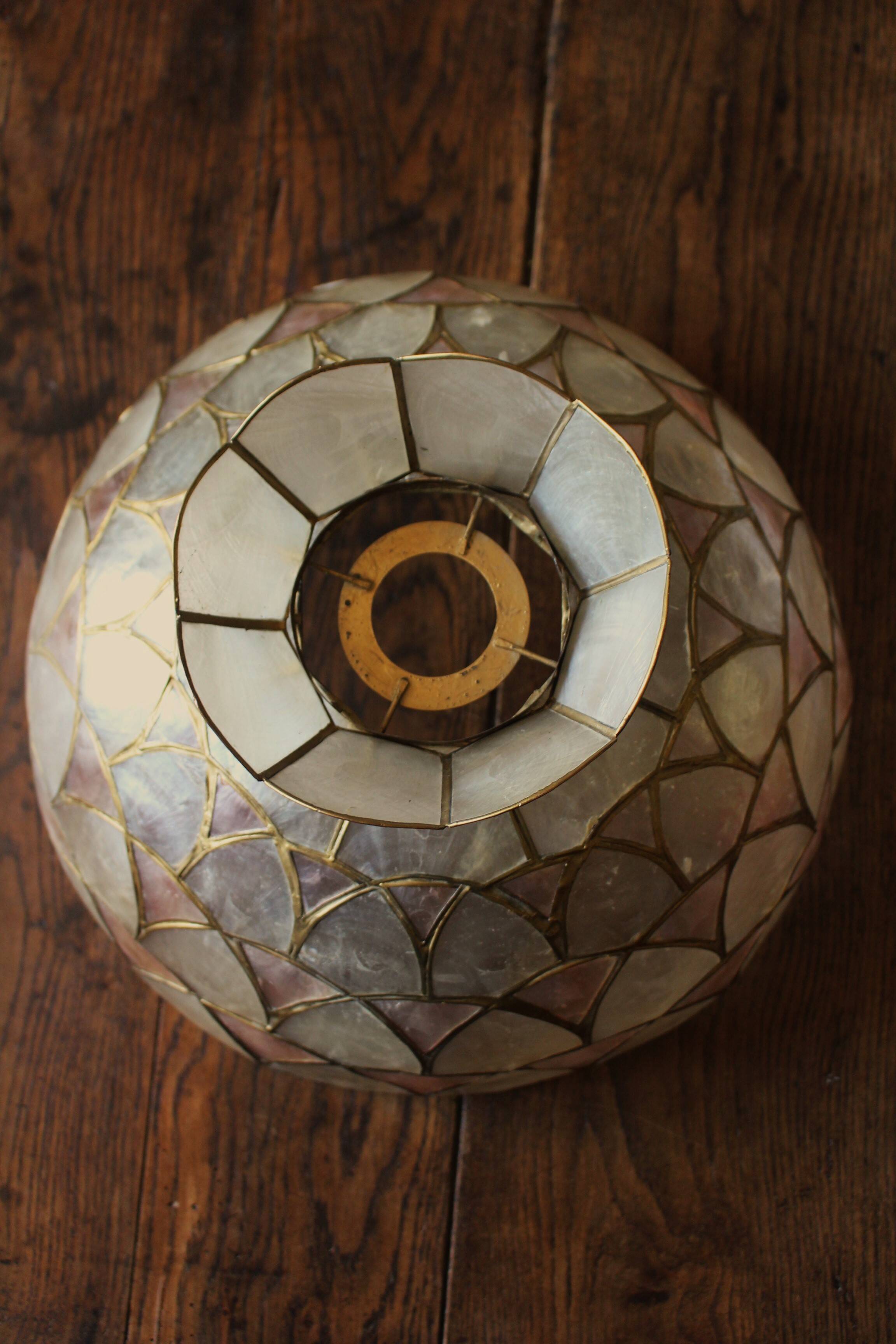 Vintage Brass Mother-of-Pearl Corolla Suspension