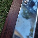 Art deco dish in stainless steel and teak