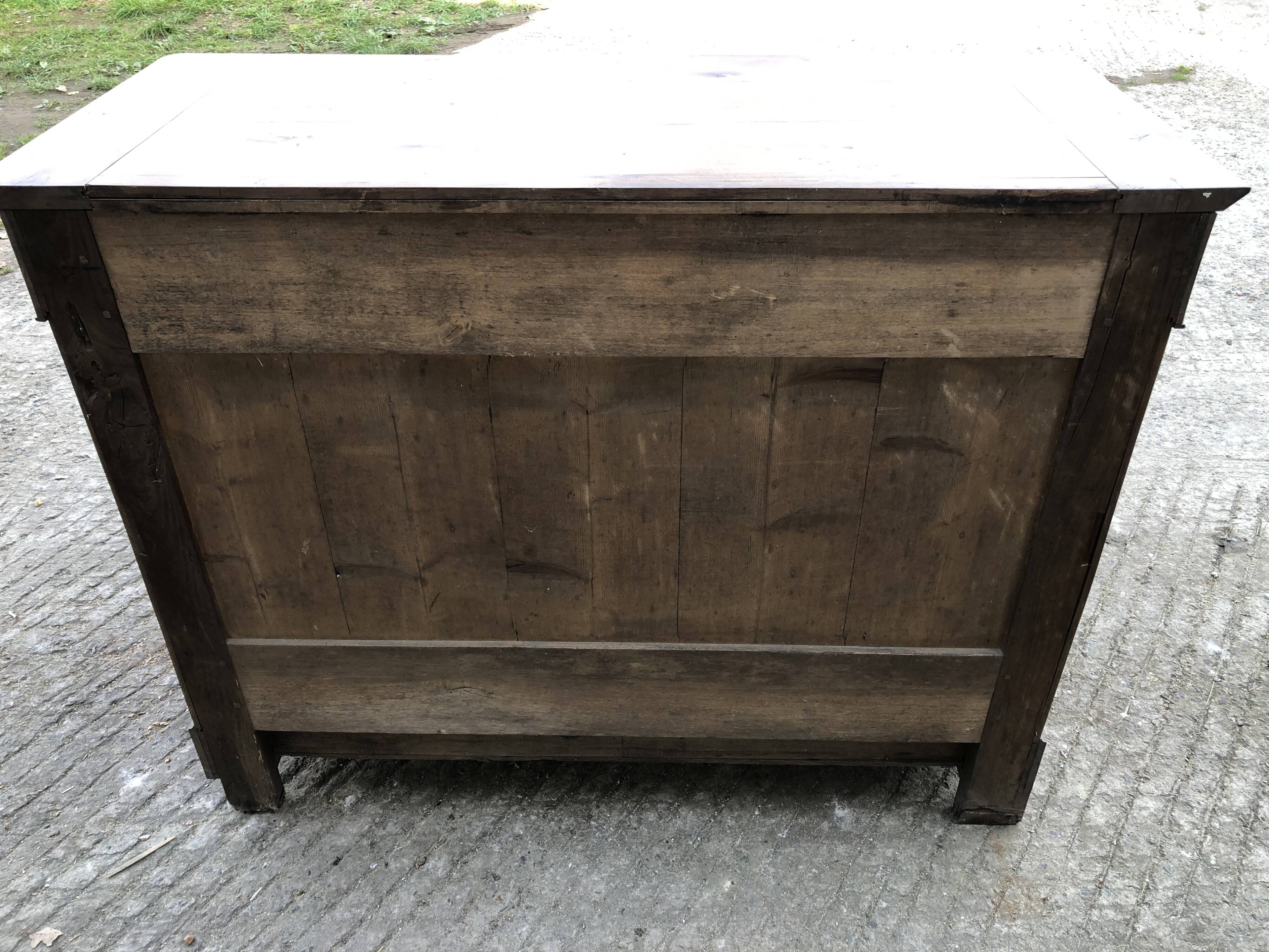 Antique low sideboard in solid cherry wood with 2 doors and 3 drawers