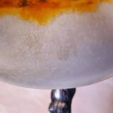 large American art deco steel patina lamp, 64x24 tulip signed max elec ok set to French standard