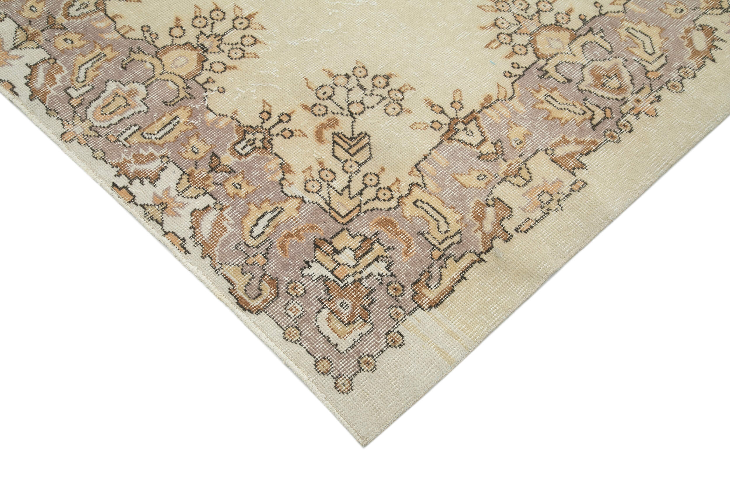 Handmade antique oriental beige rug 184 cm x 295 cm