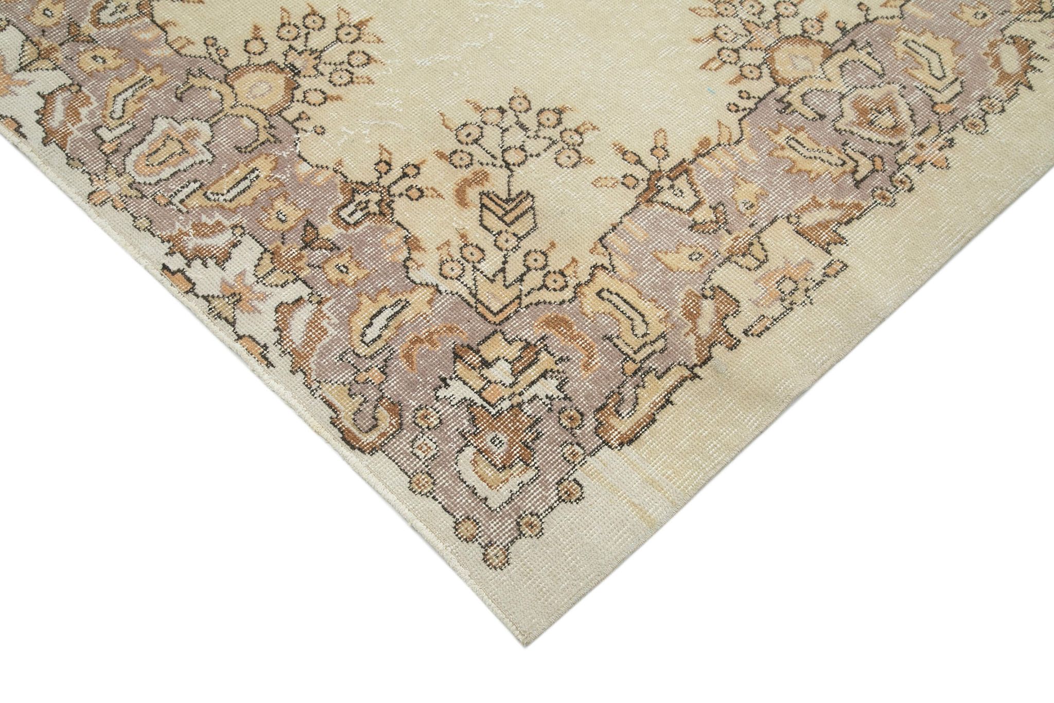 Handmade antique oriental beige rug 184 cm x 295 cm
