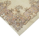 Tapis beige oriental ancien fait à la main 184 cm x 295 cm