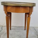 Table basse bouillotte en marbre blanc style Louis xvi ancienne
