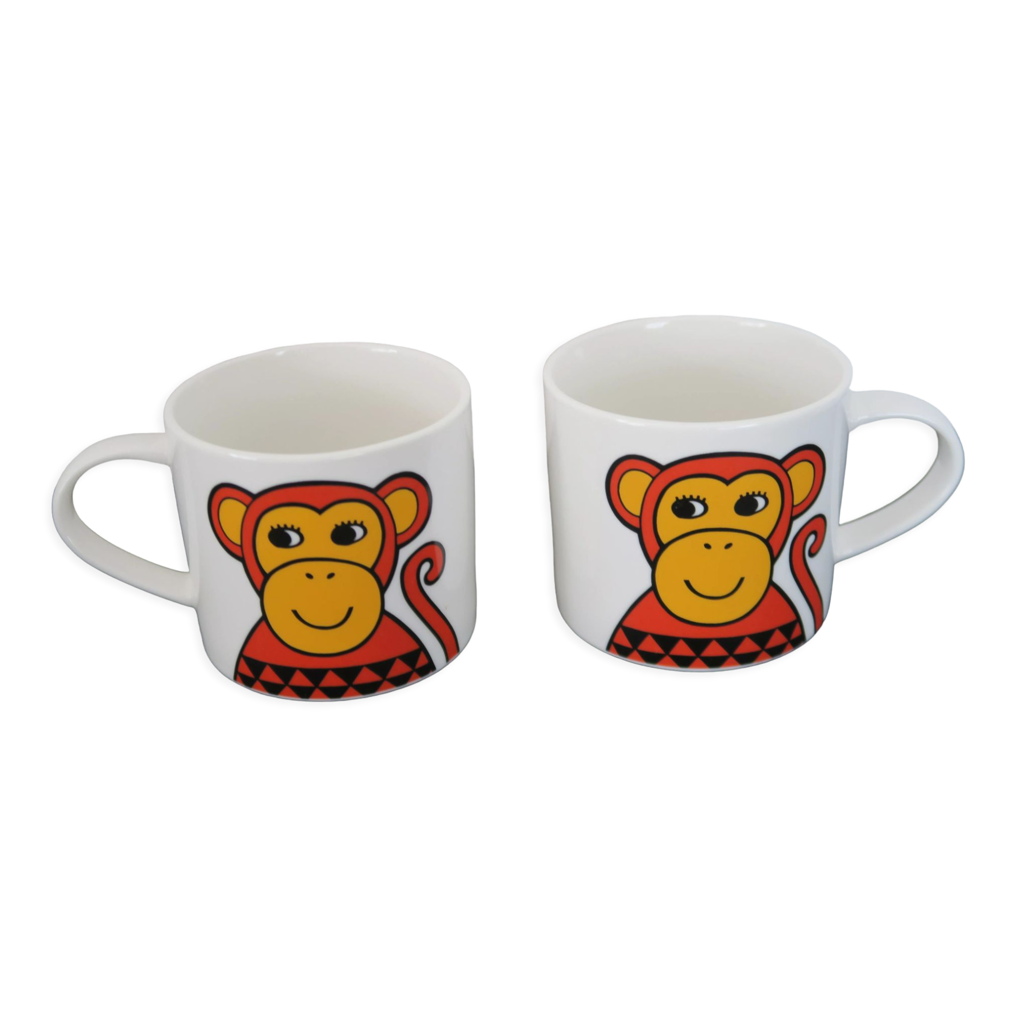 Set of 2 mugs or cups décor monkey design jane foster by make international 2016