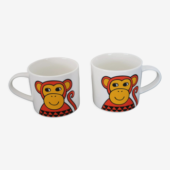 Lot de 2 mugs ou tasses décor singe design jane foster by make international 2016