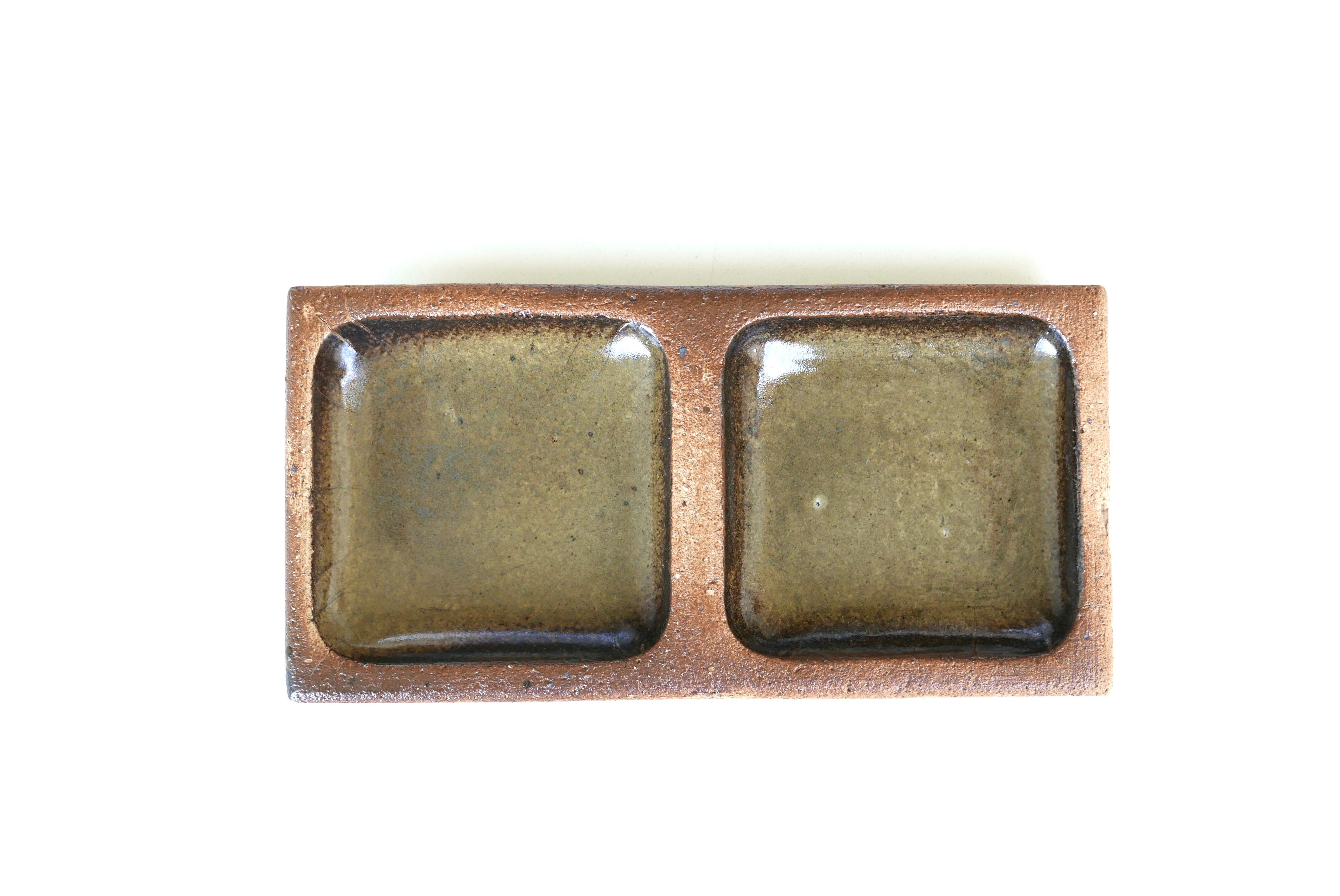 Empty stonescape pocket by Pierre Digan, green enamel, 60s