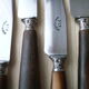 Box of 12 old cheese knives Stainless steel and bovine horn 202