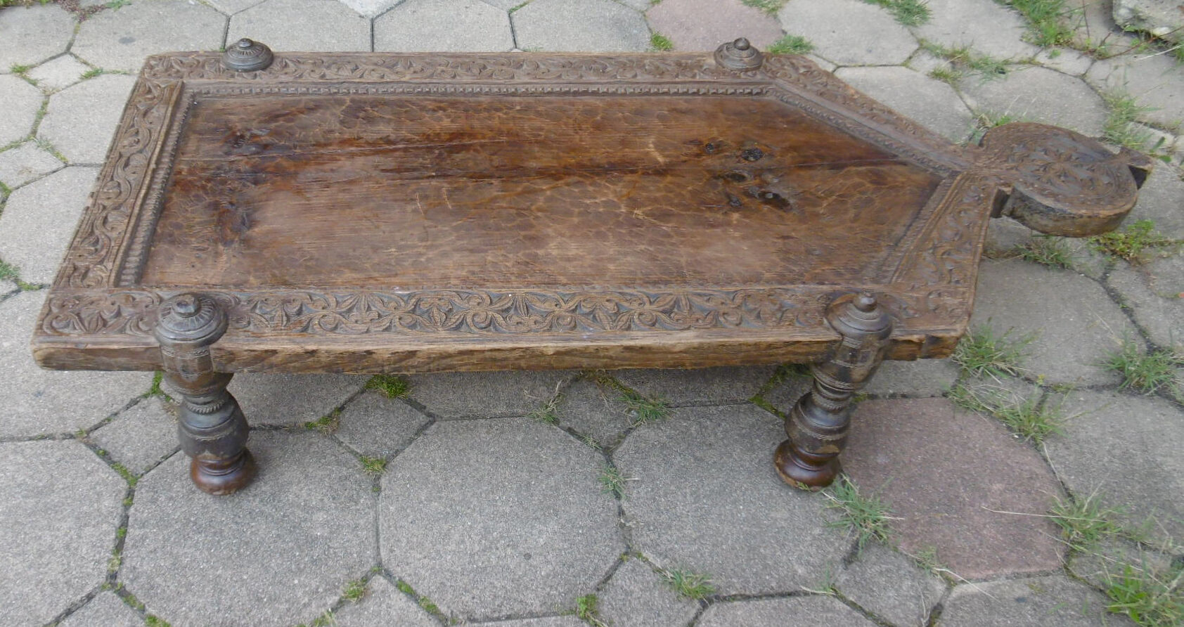 Ancient indian coffee table - massive teak