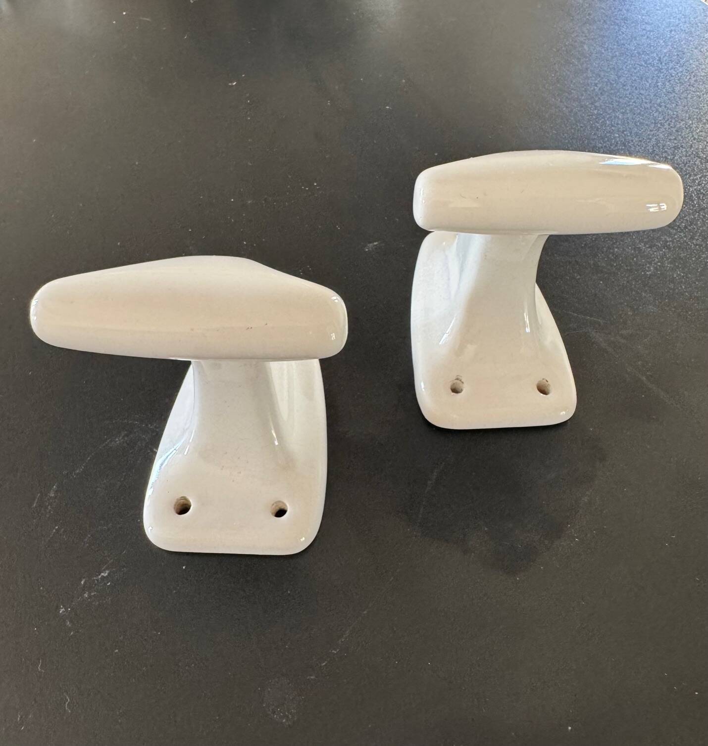 2 old porcelain coat hooks