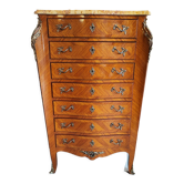 Semainier Louis XV marble brocatello and bronze