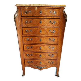 Semainier Louis XV marble brocatello and bronze