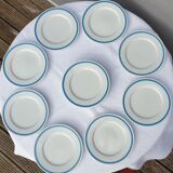 Set 12 plates checkered earthenware blue Lustucru diam25