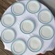 Set 12 plates checkered earthenware blue Lustucru diam25