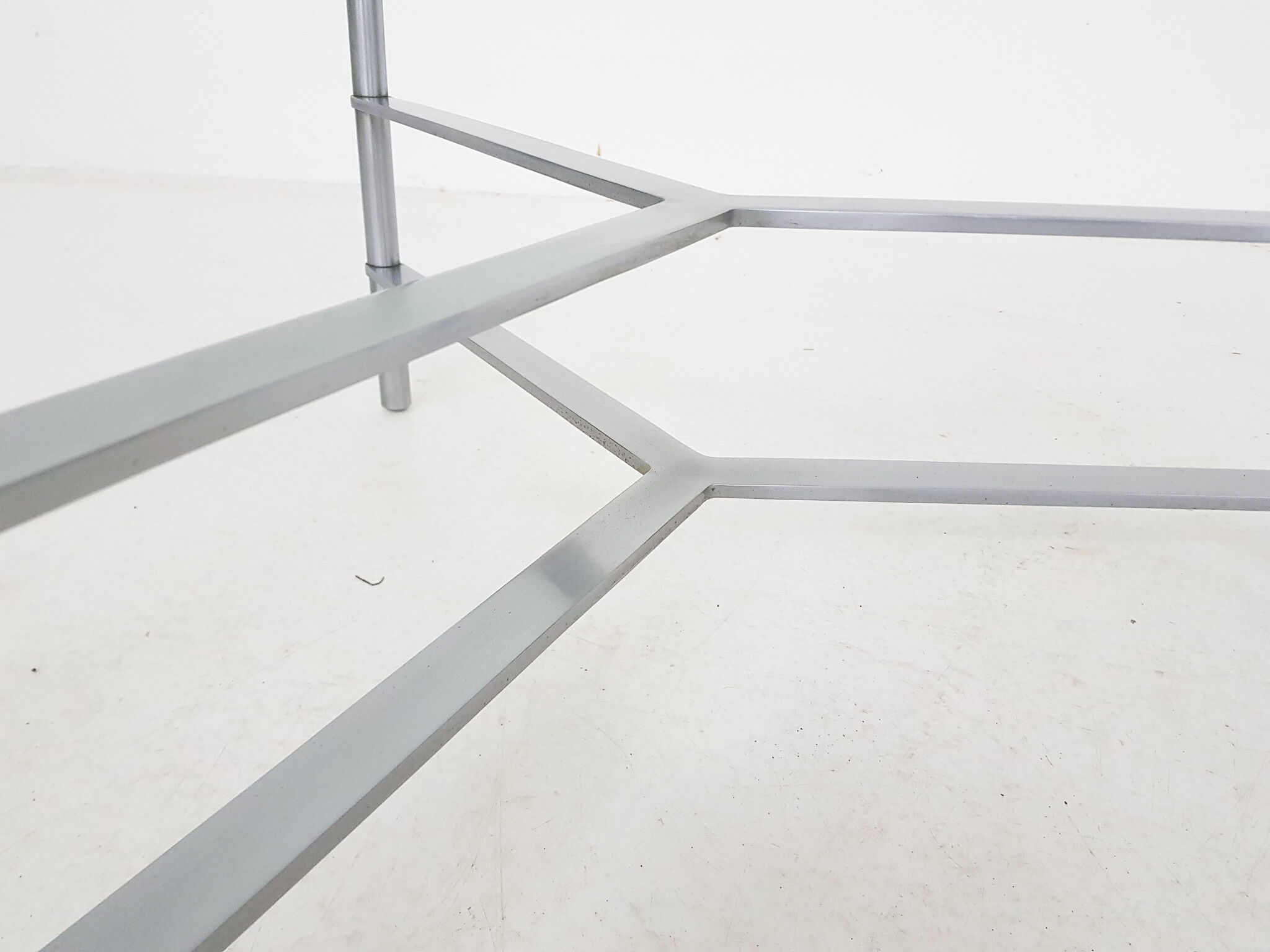 Mid-century round glass and chrome coffee table