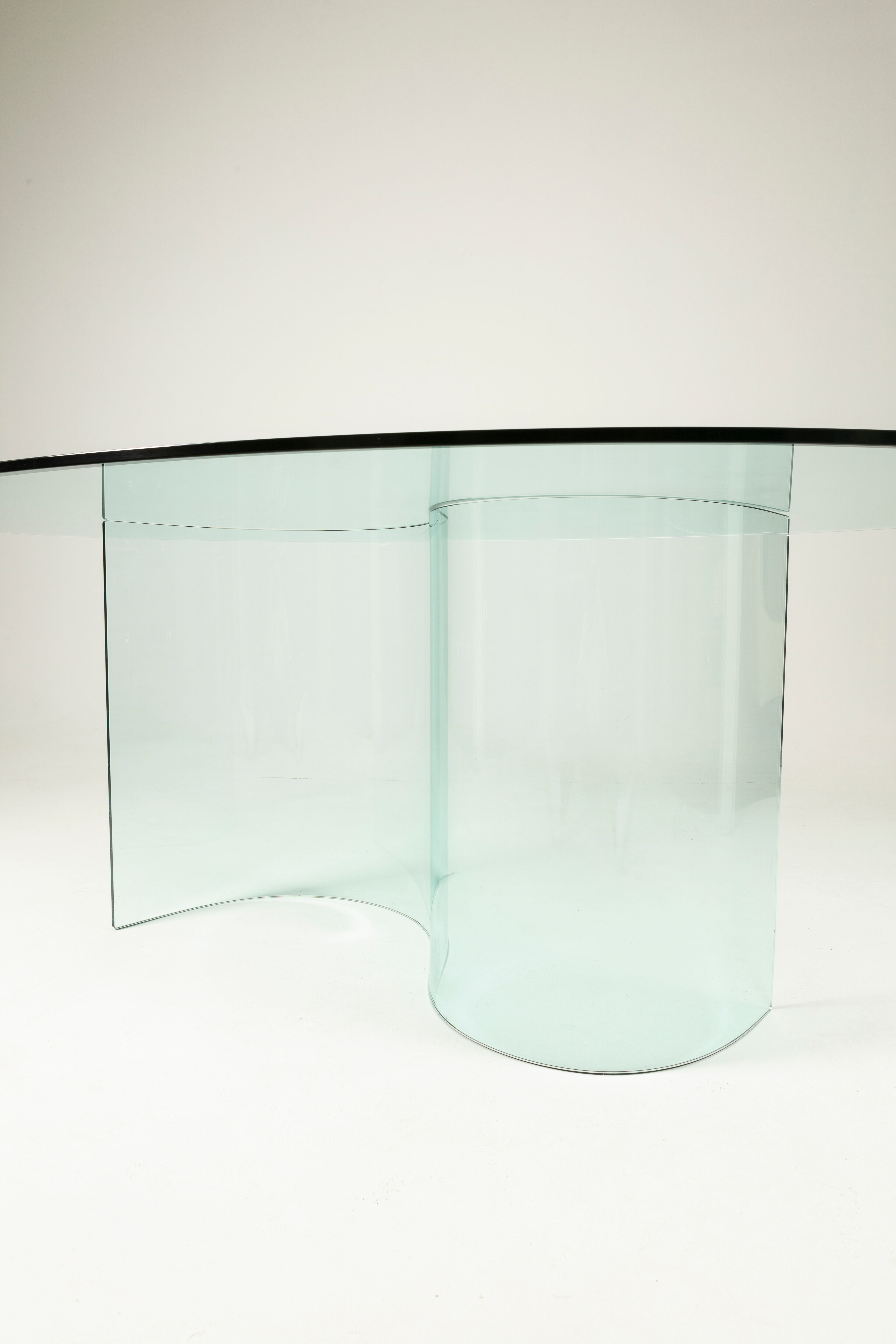 Vintage glass dining table, 1980s