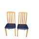 2 Scandinavian chairs in solid blond wood and blue imitation leather, 1970