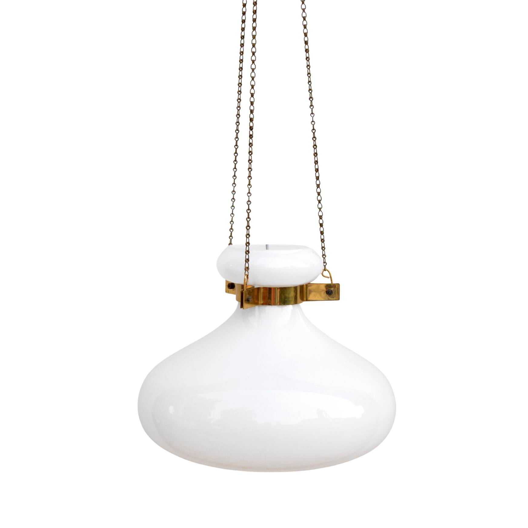 White, modernist chandelier Kamenický Šenov, Czechoslovakia, 1960s.