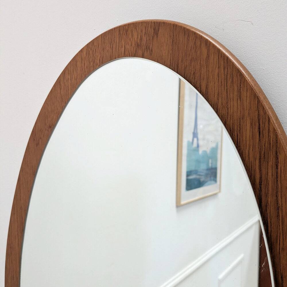 Scandinavian oval mirror in teak – 1960s
