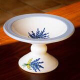 Old Provençal artisanal compotier, hand painted lavender pattern