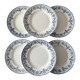 Set of 6 antique flat plates Moulin des Loups model Cardère |