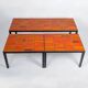 Three nesting tables in orange ceramic, attributed to Roger Capron, 1960