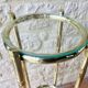 Vintage faux bamboo pedestal table in brass with 2 glass shelves