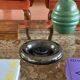 Space age blue iridescent ceramic ashtray / vide poche, Italy 1970s