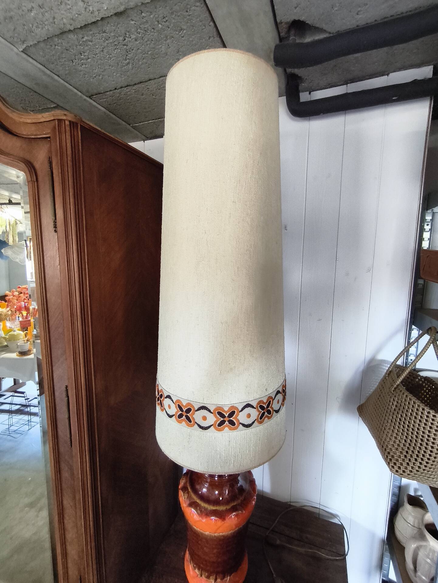 Lampadaire vintage 70 orange et marron style Fat Lava