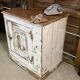 Antique patinated sideboard – chic country spirit – White patina with a lime effect