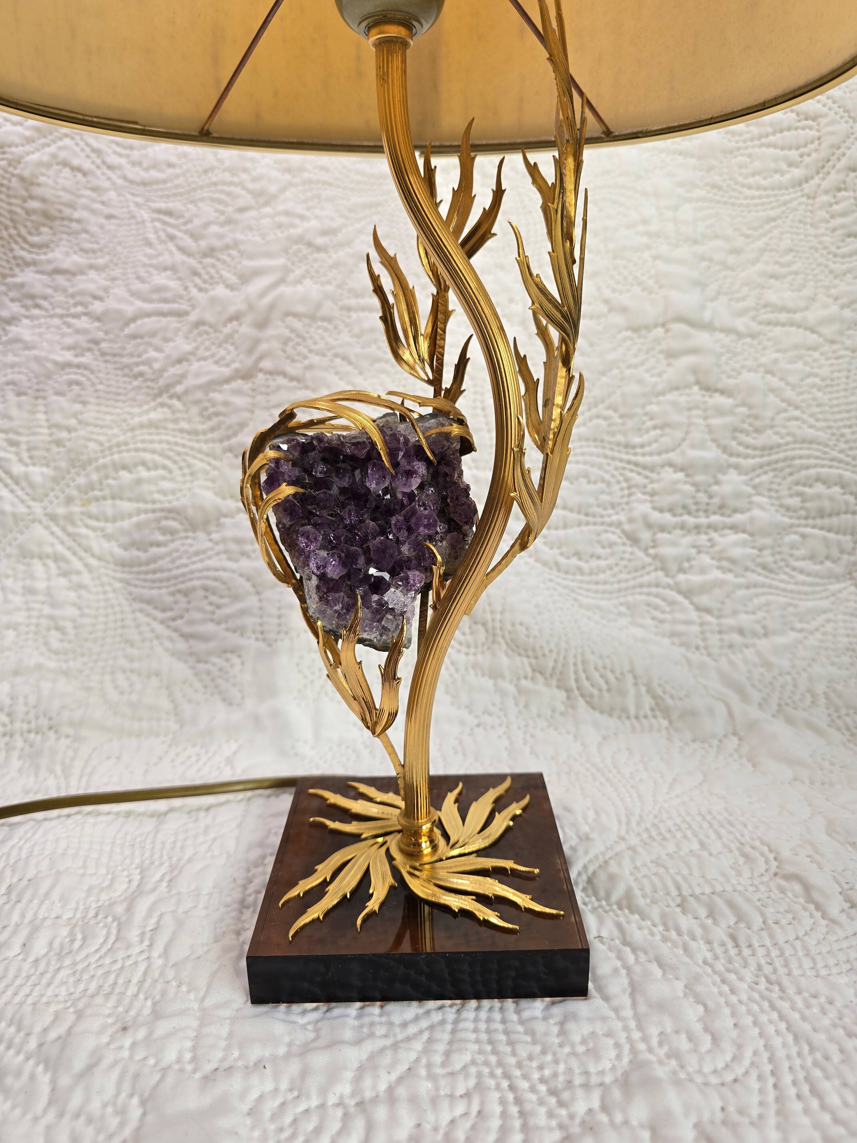 Lamp with amethyst inlay "Lucifer" by Willi Daro