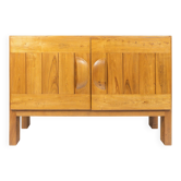 Two-door buffet in solid elm from Maison Regain, c. 1970.
