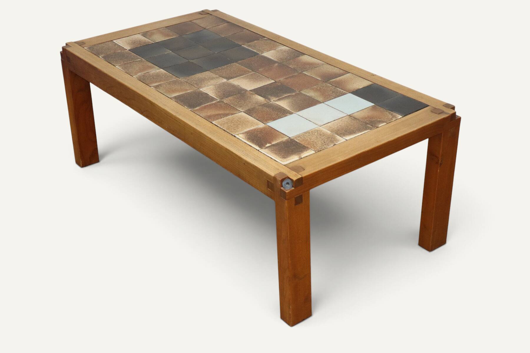 Coffee table by Pierre Chapo in solid elm and ceramic – circa 1960