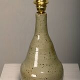 Large glazed ceramic Table Lamp in green tones, France 1960s