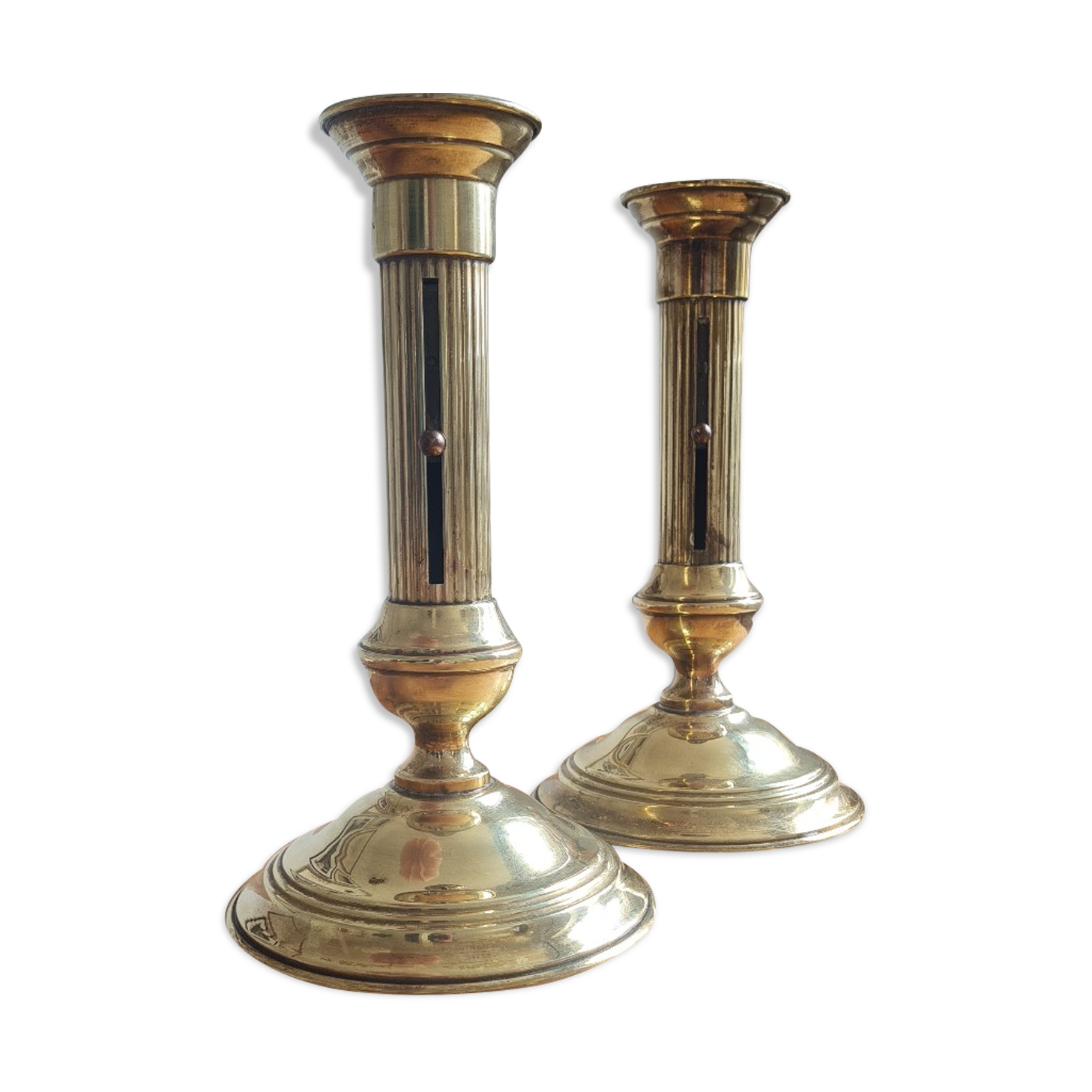 Pair of brass candle holders