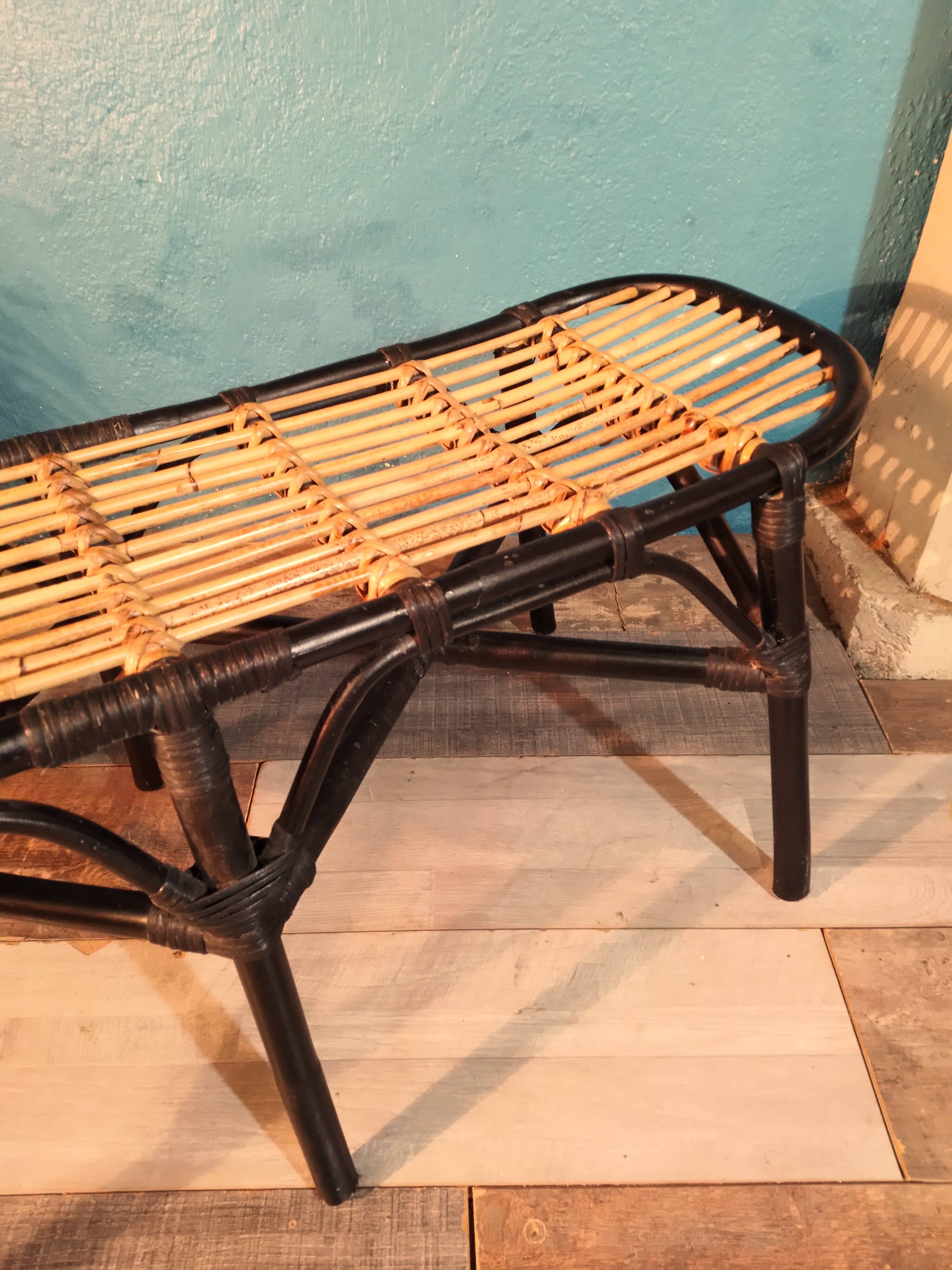 Banc rotin 2 places 1980s