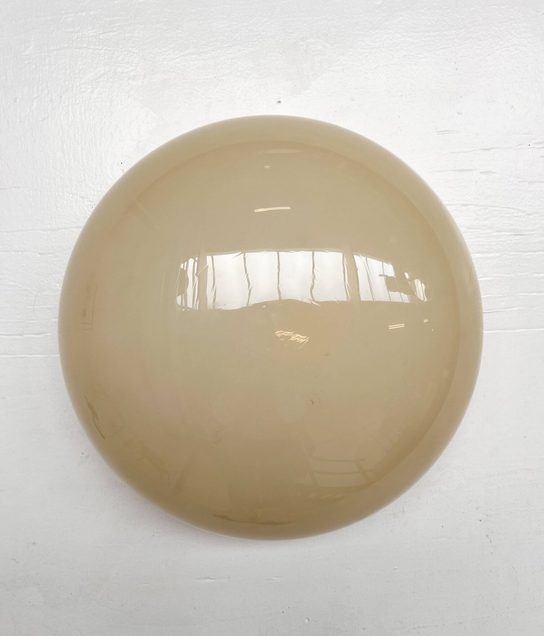 Opaline glass beige ceiling or wall lamp, 1950s