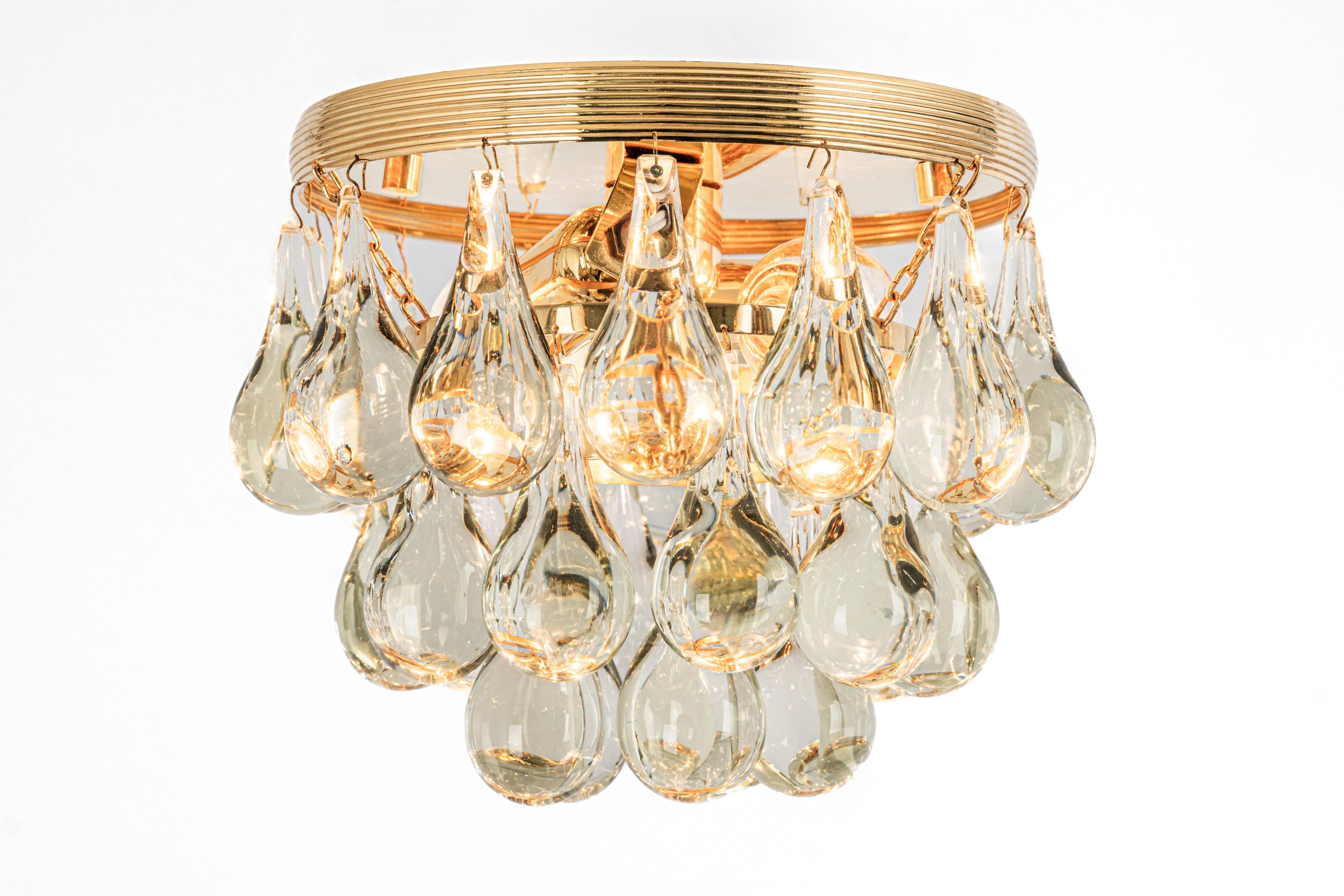 Small Murano glass ceiling pendant in the shape of a drop by C.Palme, Germany, 1970s.