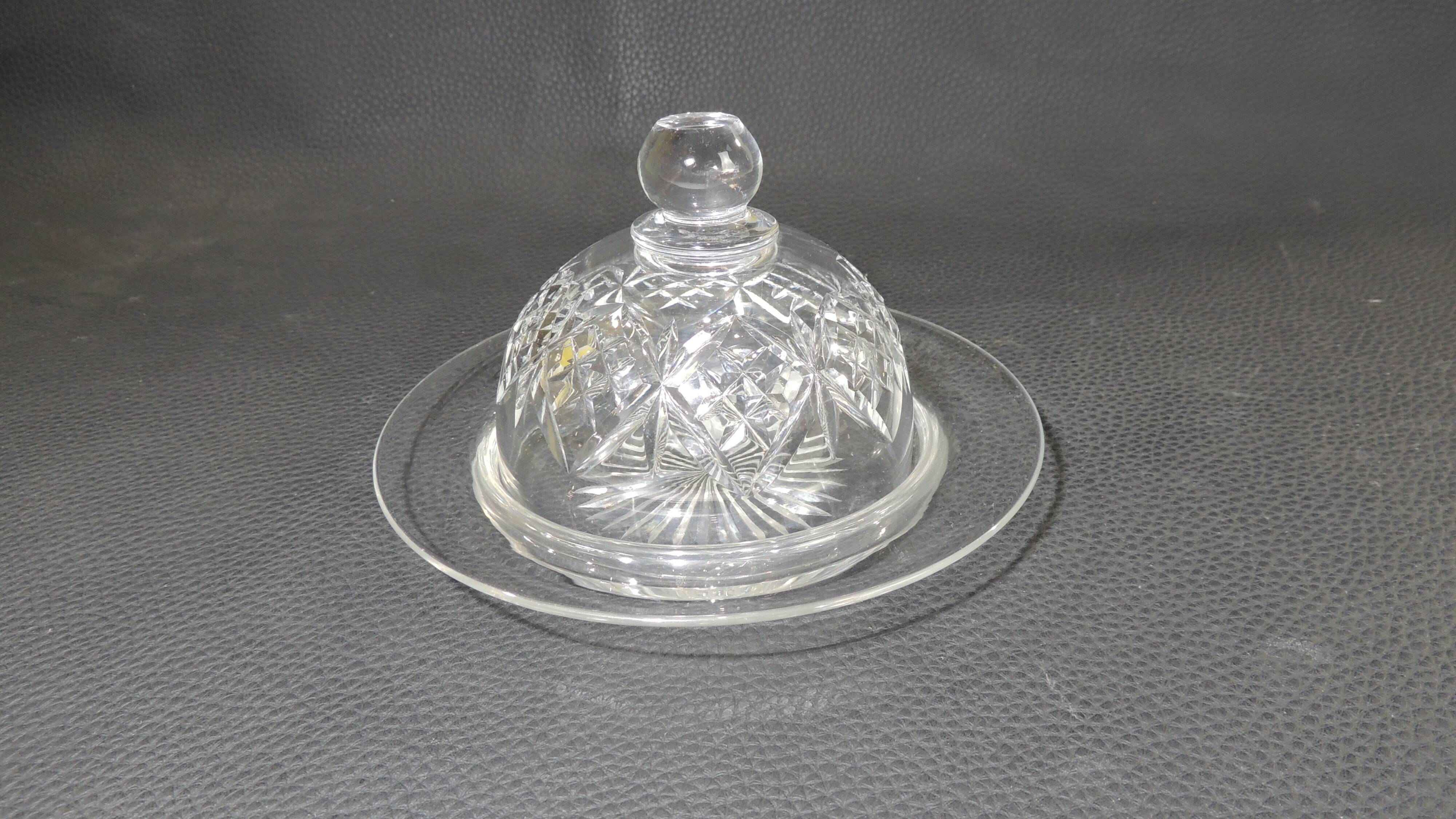 Webb Corbett crystal butter dish / vintage