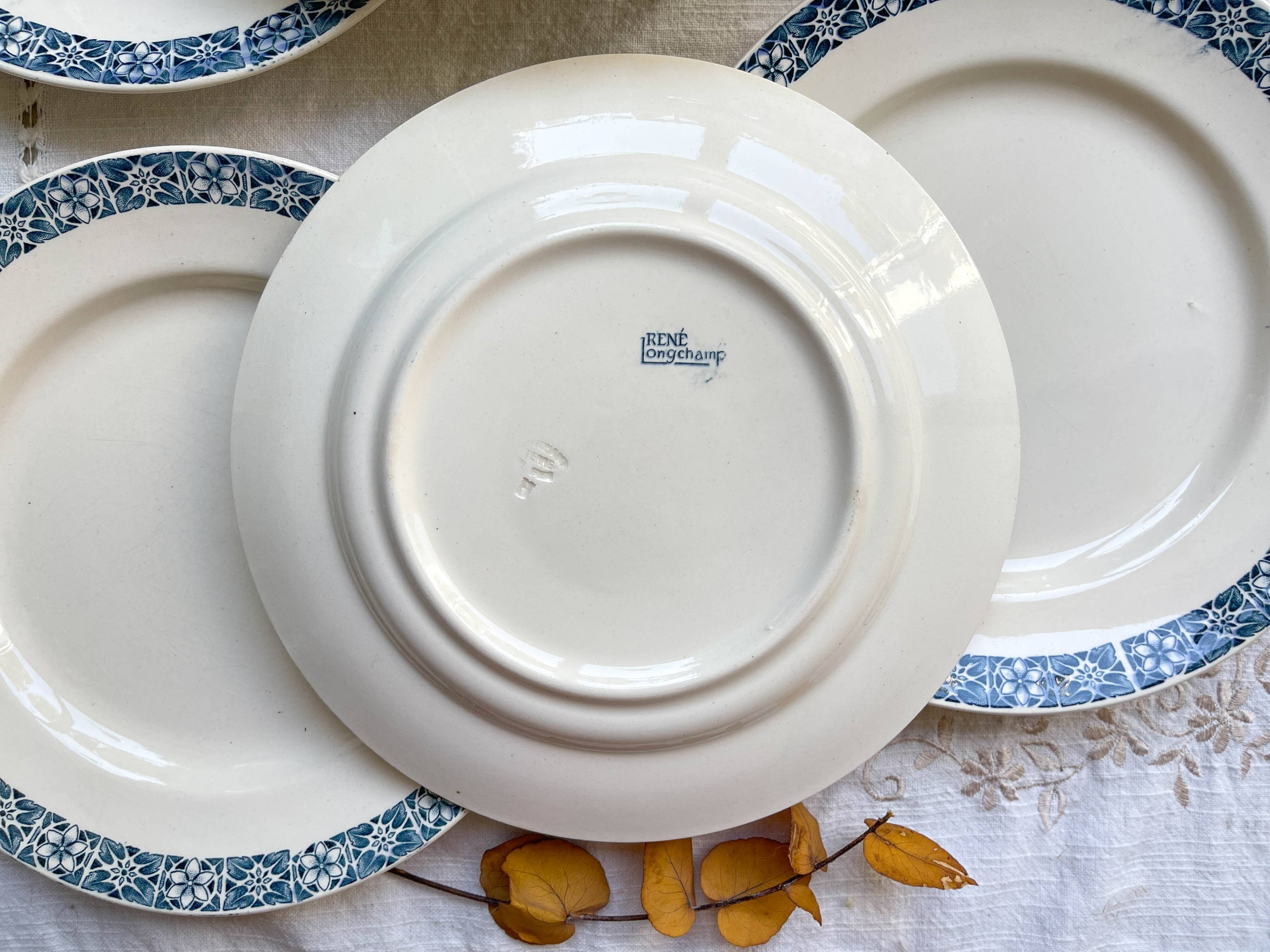 6 Flat plates Terre de fer Longchamp model René Made in France