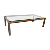 Table design en chrome et métal doré années 70