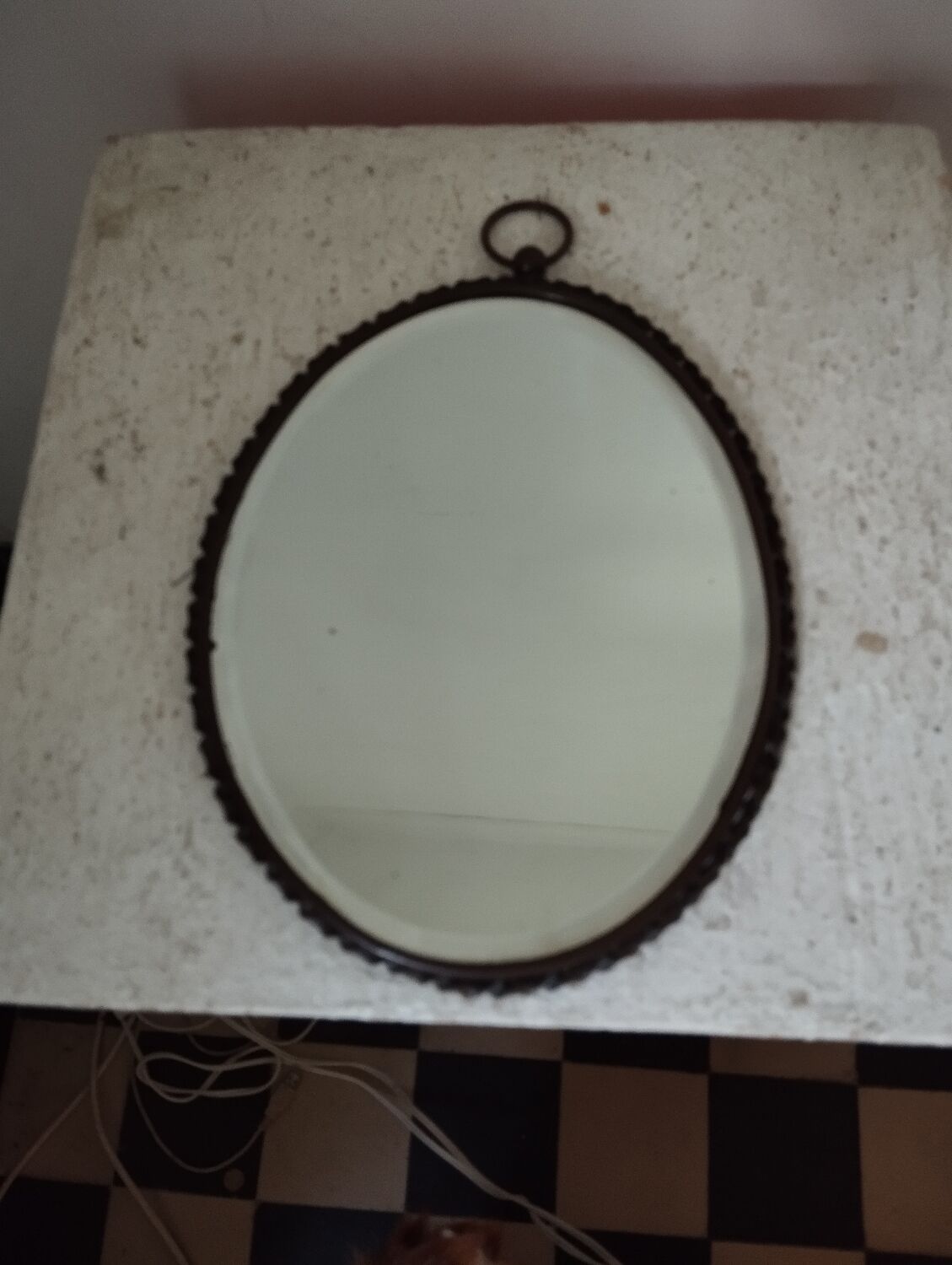 Miroir verre biseauté ancien