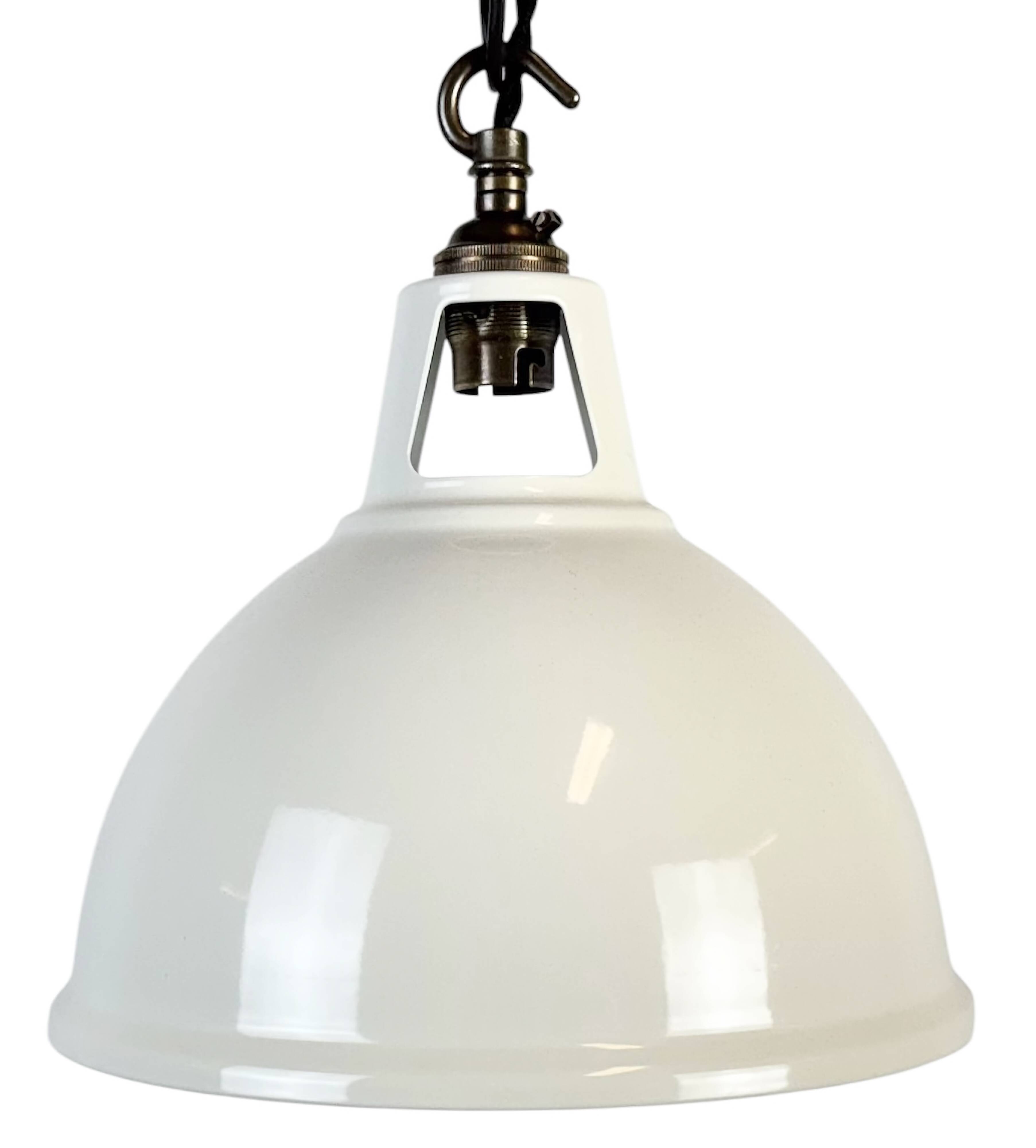 Vintage Industrial Beige Painted Pendant Lamp