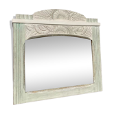 Miroir art déco en bois sculpté blanc rectangulaire 58x65cm