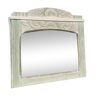 Miroir art déco en bois sculpté blanc rectangulaire 58x65cm