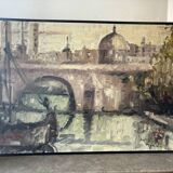 Landscape of barges on quays