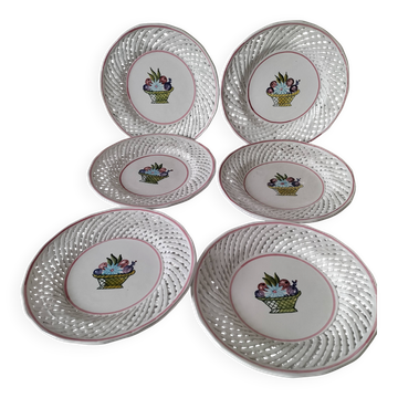 6 pierced dessert plates Portugal