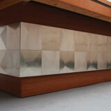1970s space age coffeetable in walnut and metal